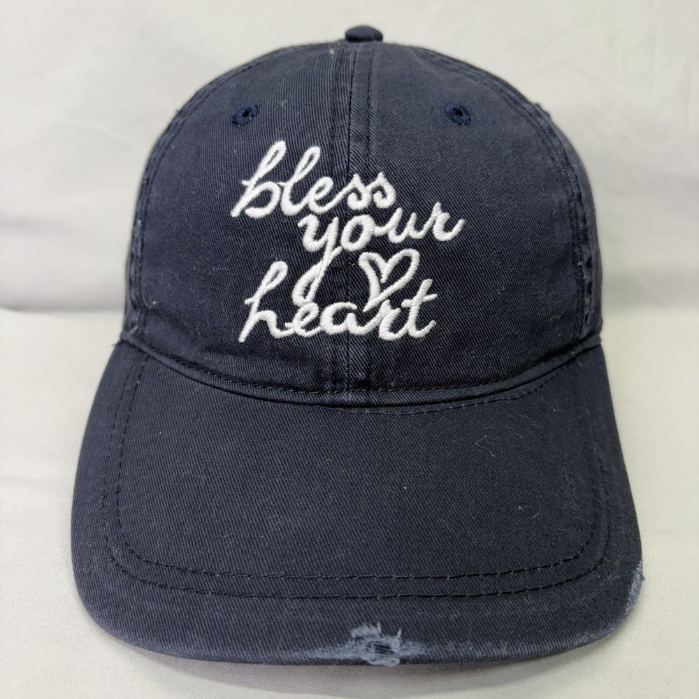 Anna & Ava Baseball Cap Bless Your Heart Women OS Navy Blue Distressed Hat